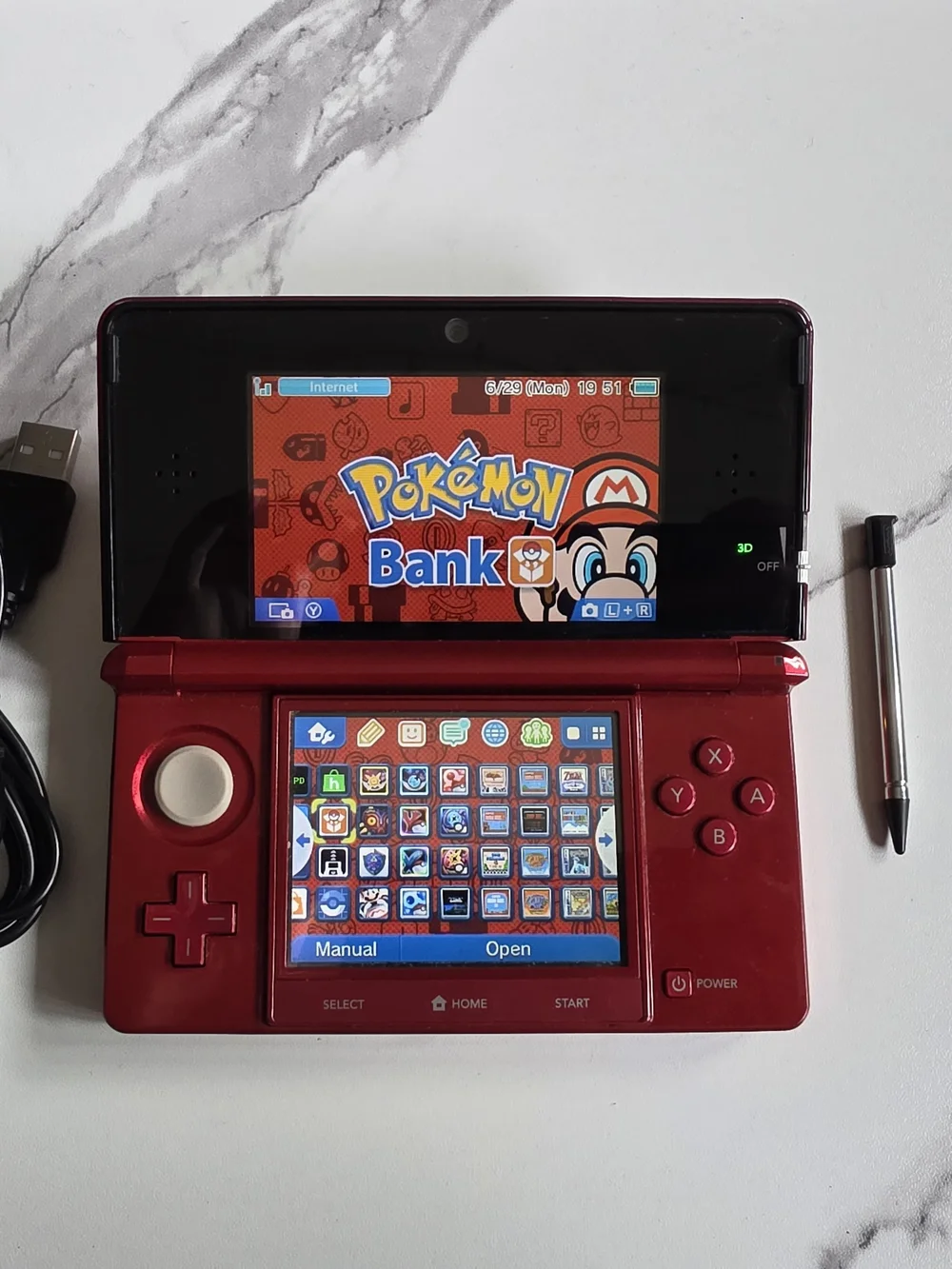 Nintendo 3DS Red Handheld Console - Pokémon Bank Ready